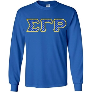 Sigma Gamma Rho Crest – Shield Twill Letter Longsleeve Tee(Royal Blue)