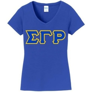 Sigma Gamma Rho Lettered V-Neck Tee(Royal Blue)