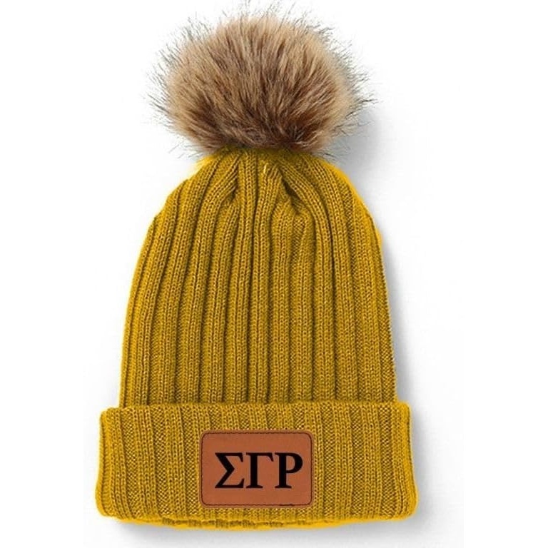 image:imageSigma Gamma Rho Pom Pom Beanie Hat Yellow