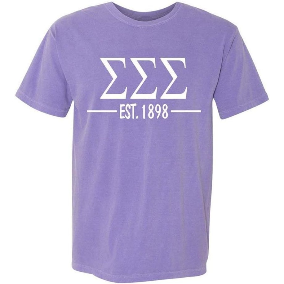 image:imageSigma Sigma Sigma Custom Greek Lettered Short Sleeve TShirtViolet