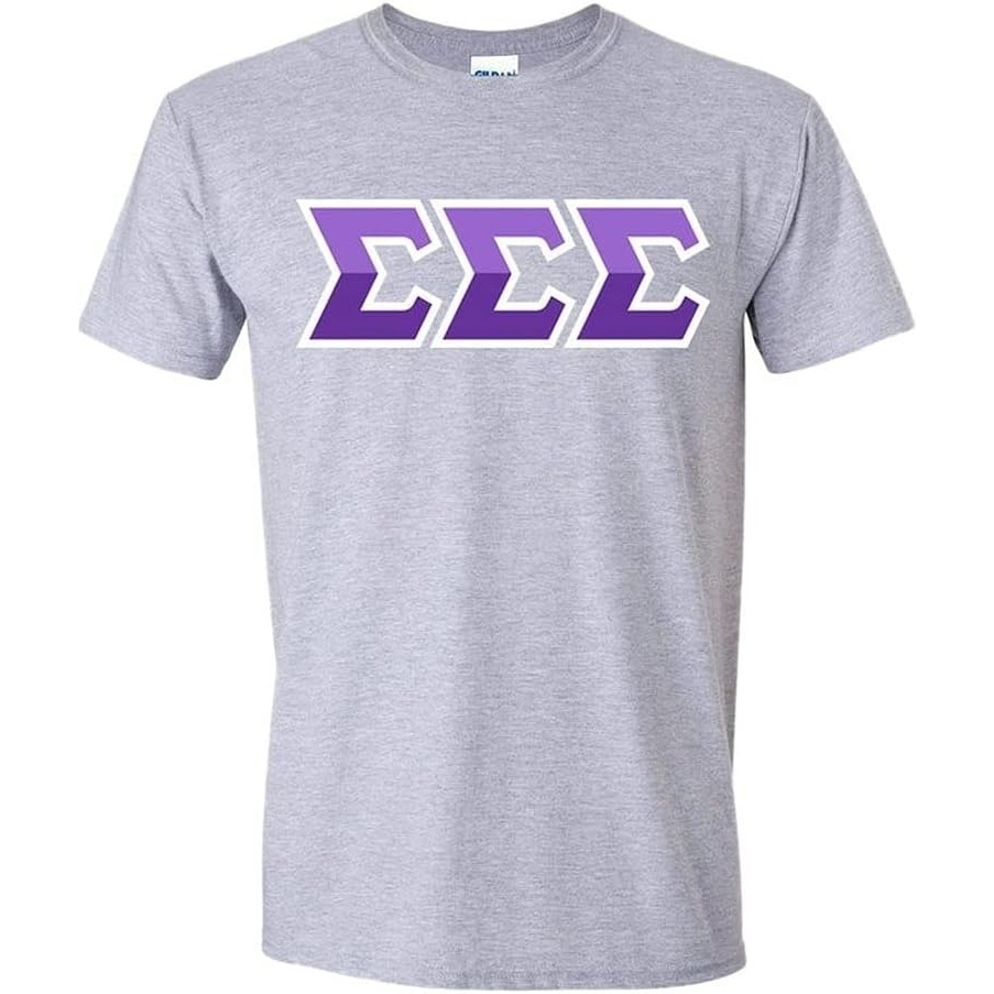 image:imageSigma Sigma Sigma Two Tone Greek Lettered TShirtSports Grey