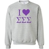 I Love Sigma Sigma Sigma Crewneck Sweatshirt(Light Grey)