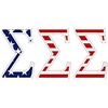 Sigma Sigma Sigma American Flag Greek Letter Sticker – 2.5″ Tall