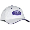 Sigma Sigma Sigma Throwback Oval Game Hat(White W/White Thread Color)