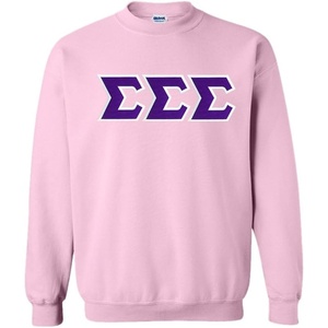 Greekgear Sigma Sigma Sigma Lettered Crewneck(Light Pink)