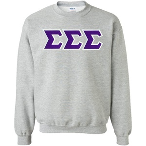 Greekgear Sigma Sigma Sigma Lettered Crewneck(Sports Grey)