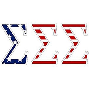 Sigma Sigma Sigma American Flag Greek Letter Sticker – 2.5″ Tall