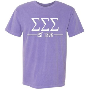 Sigma Sigma Sigma Custom Greek Lettered Short Sleeve T-Shirt(Violet)