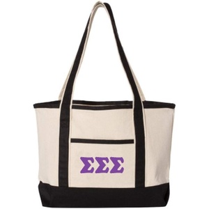 Sigma Sigma Sigma Sailing Tote Bag(Natural/ Black)