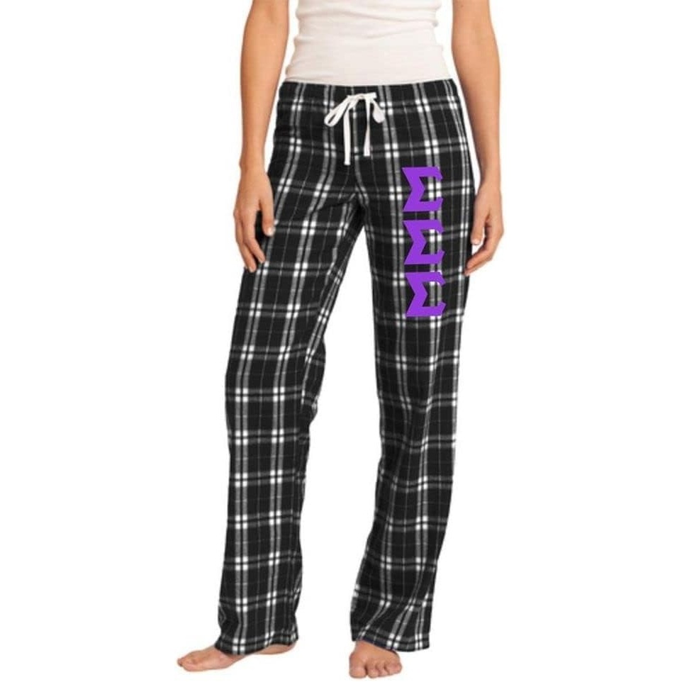 image:imageGreekgear Sigma Sigma Sigma Womens Flannel Plaid Pant  PJsBlack