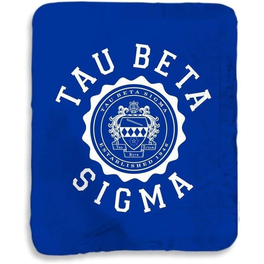 image:imageGreekgear Tau Beta Sigma Seal Sherpa Lap Blanket Navy Blue