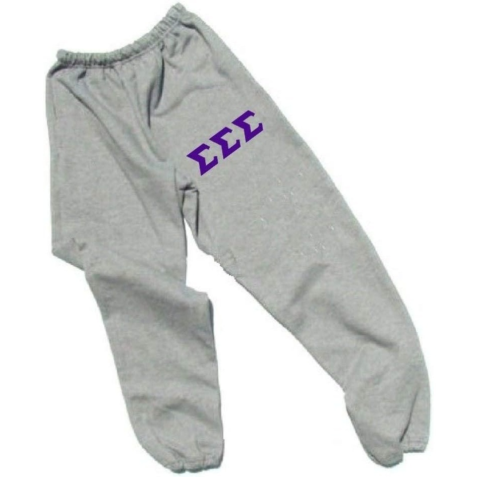image:imageGreekgear Womens Sigma Sigma Sigma Lettered Thigh SweatpantsSports Grey