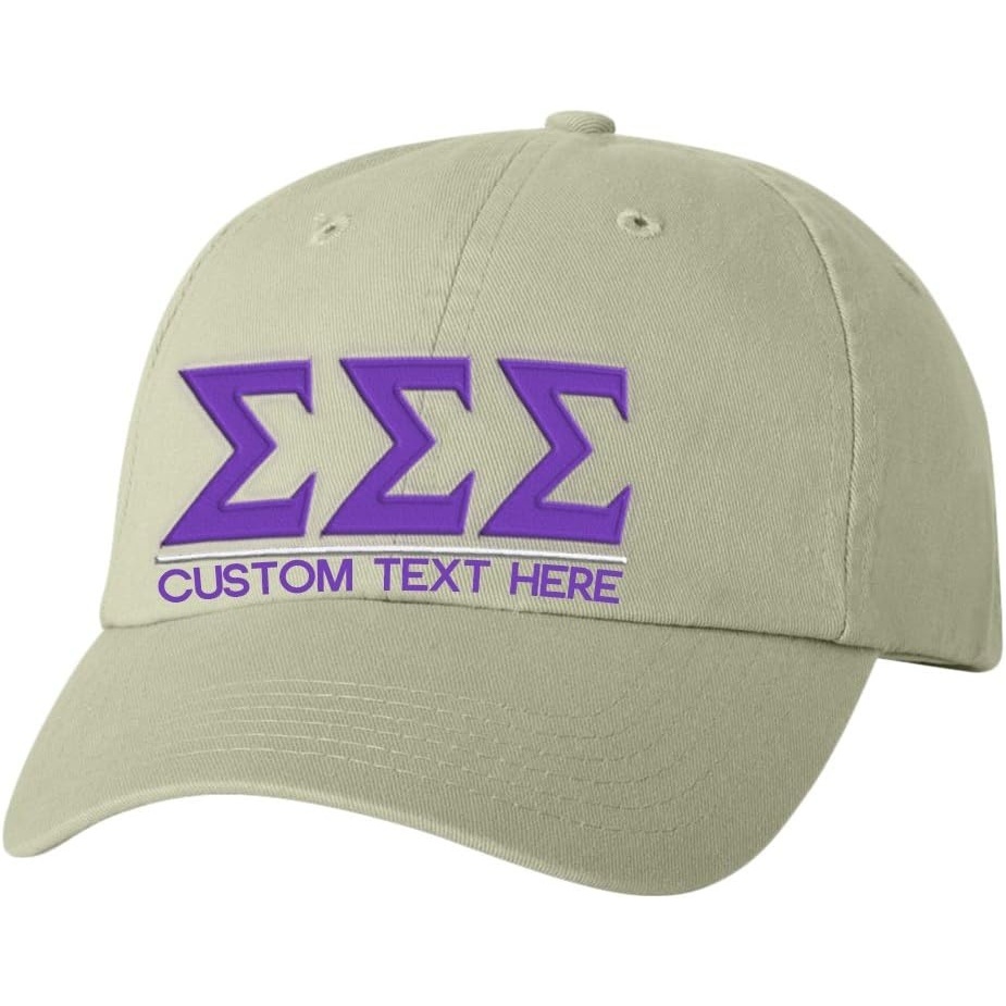 image:imagePersonalized Sigma Sigma Sigma Greek Line HatTan