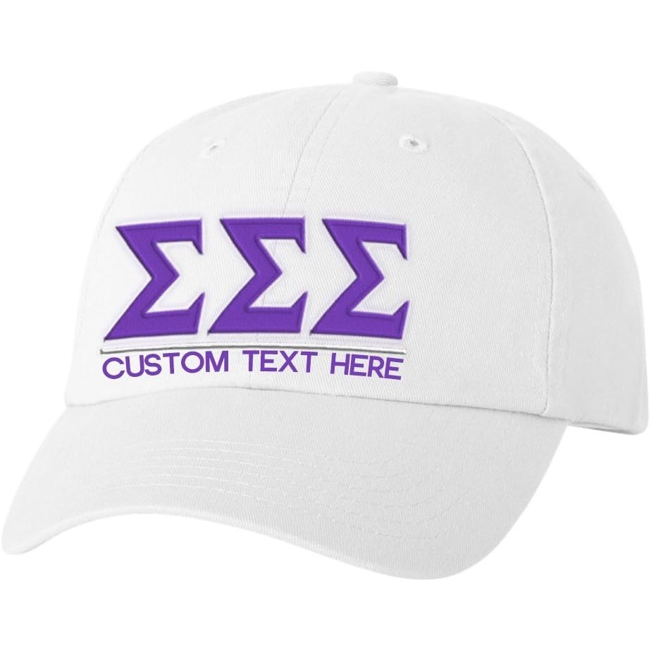 image:imagePersonalized Sigma Sigma Sigma Greek Line HatWhite
