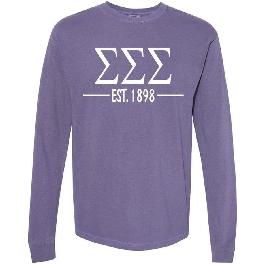 image:imageSigma Sigma Sigma Custom Greek Lettered Long Sleeve TShirtViolet