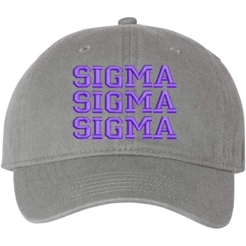 image:imageSigma Sigma Sigma Pigment Dyed Baseball CapGrey WPurple Thread Color