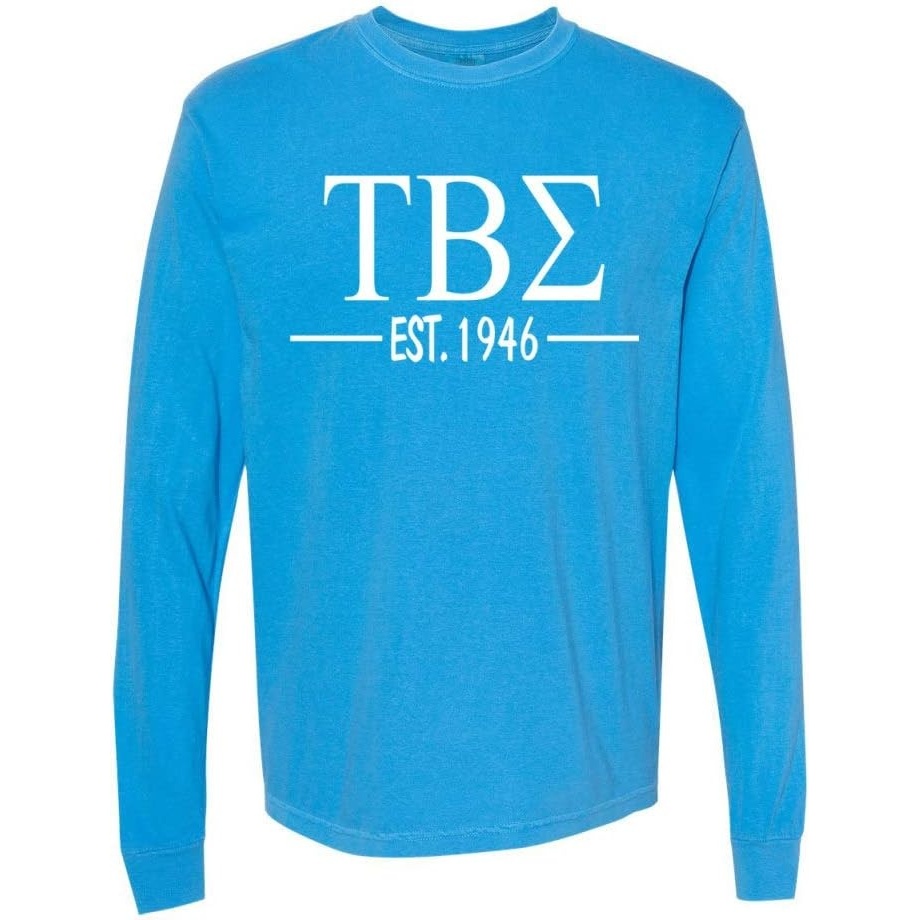 image:imageTau Beta Sigma Custom Greek Lettered Long Sleeve TShirtRoyal Caribe