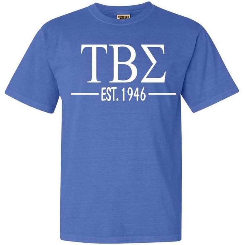 image:imageTau Beta Sigma Custom Greek Lettered Short Sleeve TShirtFlo Blue