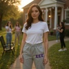 Greekgear Women’s Sigma Sigma Sigma Lettered Thigh Sweatpants(Sports Grey)