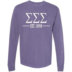Sigma Sigma Sigma Custom Greek Lettered Long Sleeve T-Shirt(Violet)