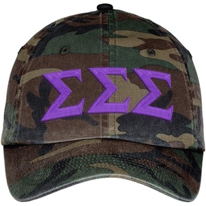 Sigma Sigma Sigma Lettered Camouflage Hat Military Camo