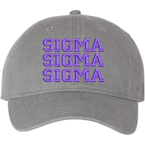Sigma Sigma Sigma Pigment Dyed Baseball Cap(Grey W/Purple Thread Color)
