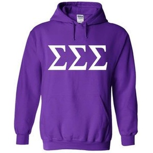 Sigma Sigma Sigma World Famous Greek Hoodie – Purple with White Imprint(Purple)