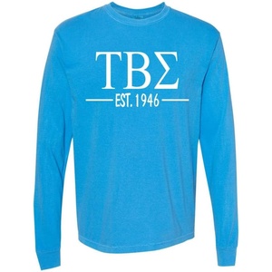 Tau Beta Sigma Custom Greek Lettered Long Sleeve T-Shirt(Royal Caribe)