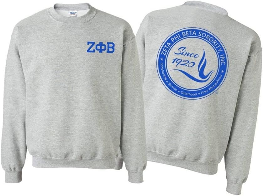 image:imageGreekgear Zeta Phi Beta World Famous Crest Shield Printed Crewneck SweatshirtLight Grey