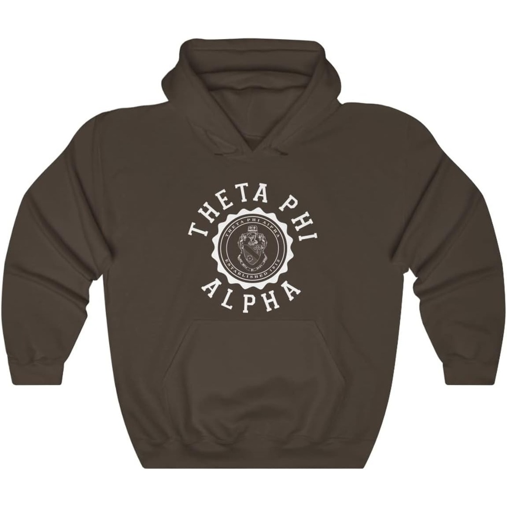 image:imageGreekgear Theta Phi Alpha Unisex College Seal HoodieDark Chocolate