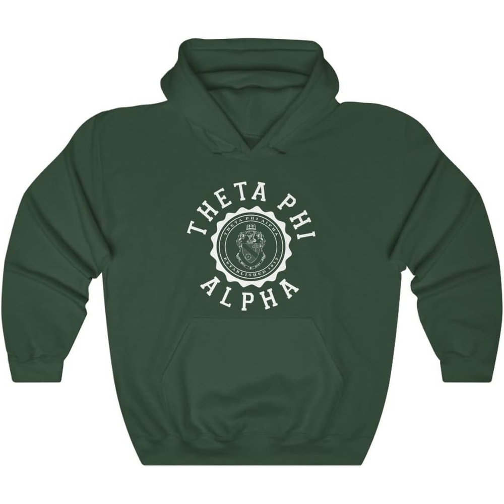 image:imageGreekgear Theta Phi Alpha Unisex College Seal HoodieForest Green