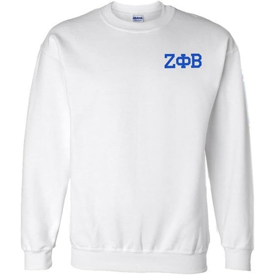 image:imageGreekgear Zeta Phi Beta World Famous Crest Shield Printed Crewneck SweatshirtWhite