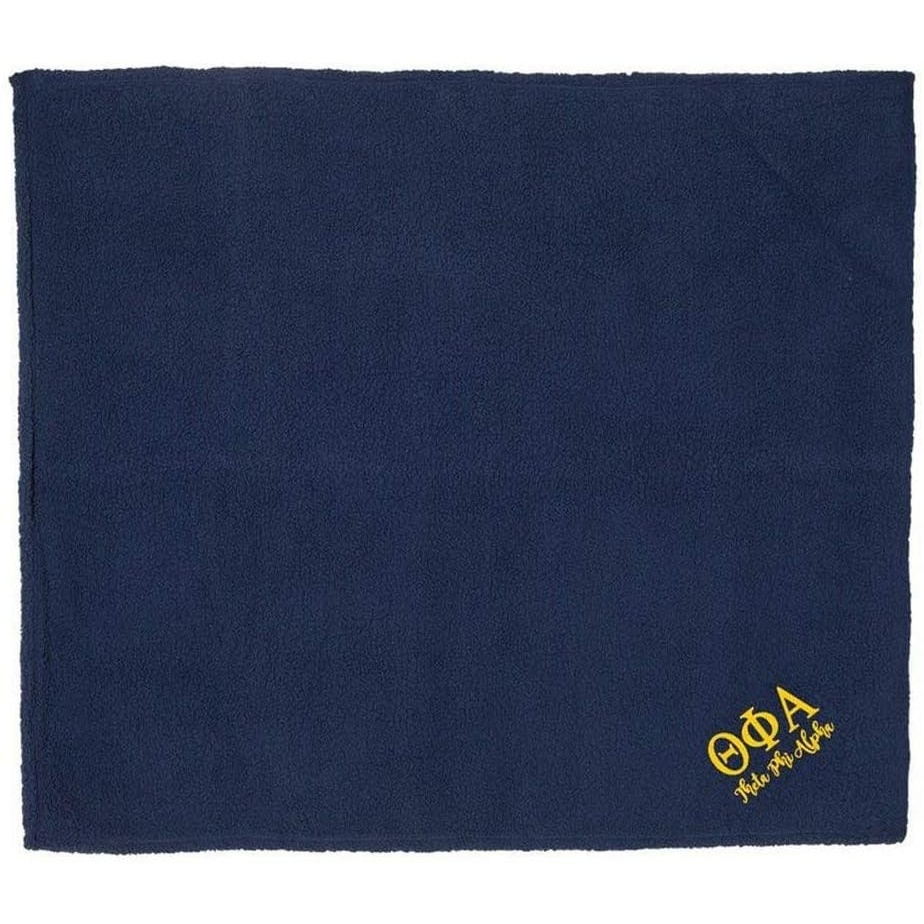 image:imageTheta Phi Alpha Sherpa Blanket Navy Blue wLight Gold Thread Color