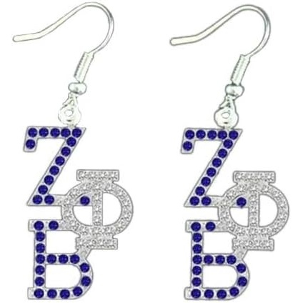 image:imageZeta Phi Beta Color Crystal Overlap Letters Earrings