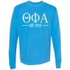 Theta Phi Alpha Custom Greek Lettered Long Sleeve T-Shirt(Royal Caribe)