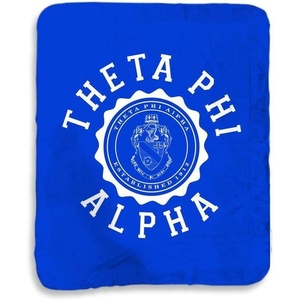 Greekgear Theta Phi Alpha Seal Sherpa Lap Blanket Royal Blue