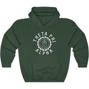 Greekgear Theta Phi Alpha Unisex College Seal Hoodie(Forest Green)