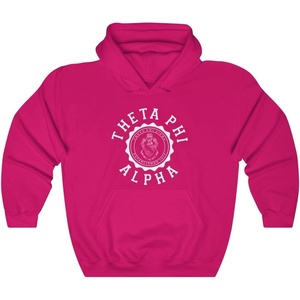 Greekgear Theta Phi Alpha Unisex College Seal Hoodie(Heliconia)