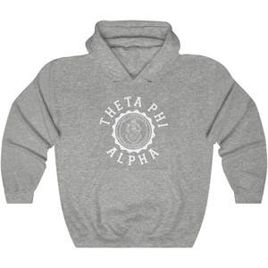 Greekgear Theta Phi Alpha Unisex College Seal Hoodie(Sport Grey)