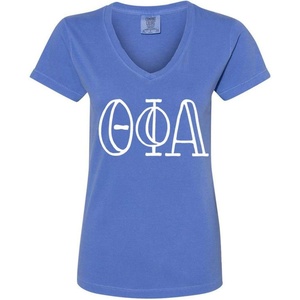 Greekgear Theta Phi Alpha V-Neck T-Shirt(Flo Blue)