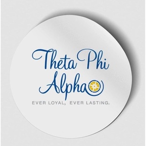 Theta Phi Alpha Logo Round Decal Blue(White)