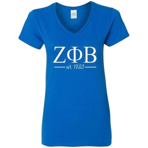 Zeta Phi Beta Custom V-Neck T-Shirt(Royal Blue)