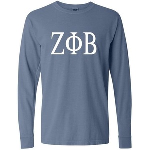 Zeta Phi Beta Greek Long Sleeve T-Shirt(Washed Denim)