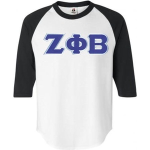 Zeta Phi Beta Lettered Raglan Shirt(White W/Black)