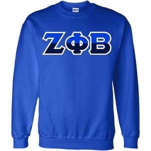 Zeta Phi Beta Two Tone Greek Lettered Crewneck Sweatshirt(Royal Blue)