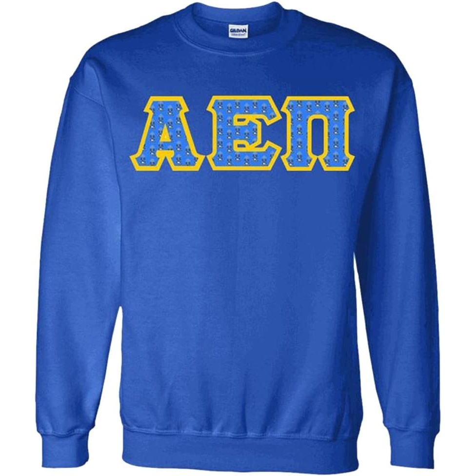 image:imageGreekgear Alpha Epsilon PI Fraternity Crest Twill Letter Crewneck SweatshirtRoyal Blue