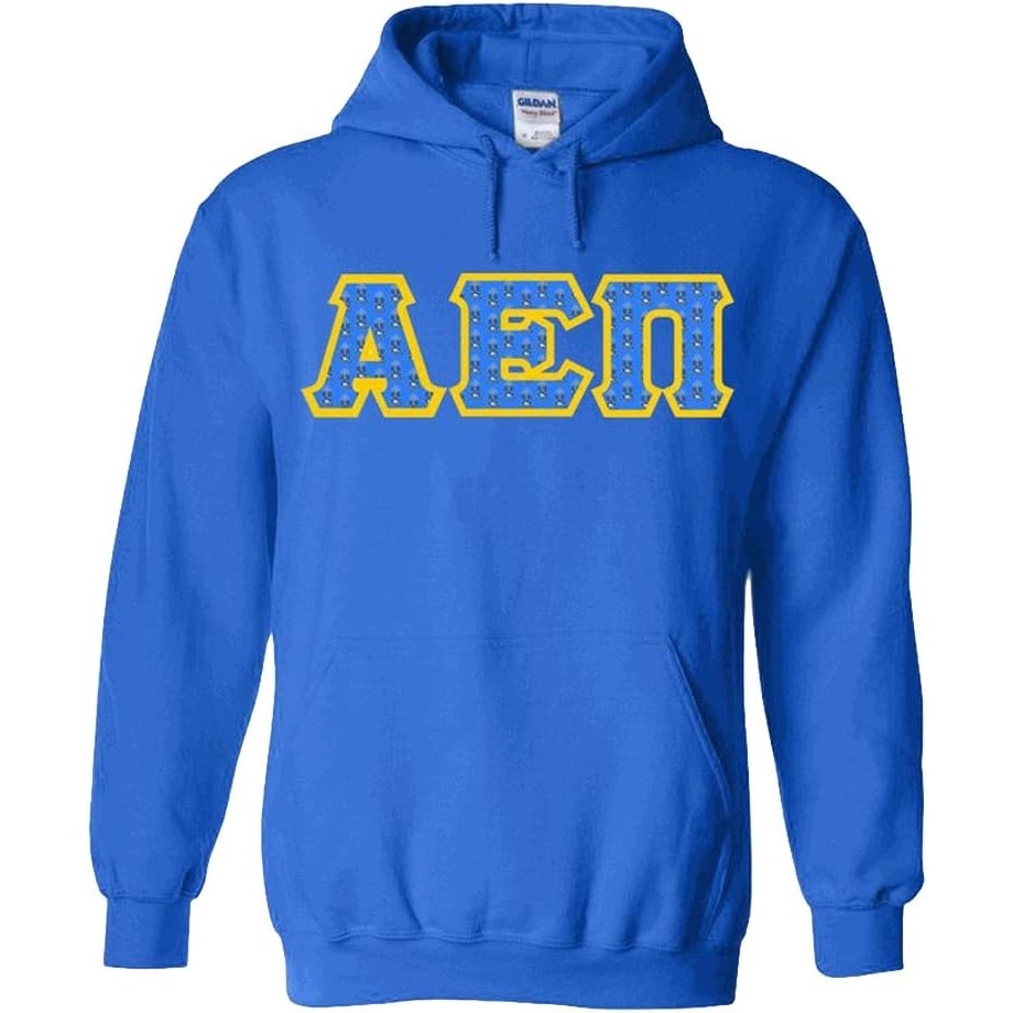 image:imageGreekgear Alpha Epsilon PI Fraternity Crest Twill Letter Hooded SweatshirtRoyal Blue