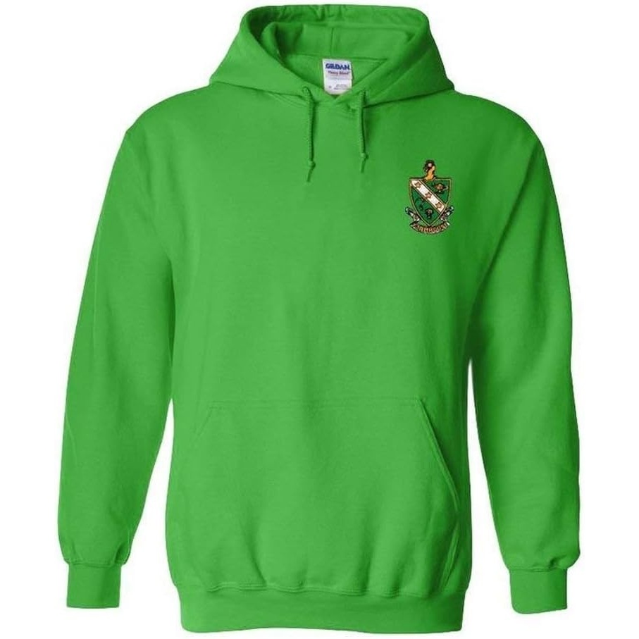 image:imageGreekgear Farmhouse Crest Shield Emblem Hooded SweatshirtKelly Green