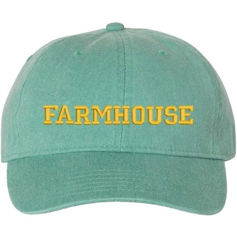 image:imageGreekgear Farmhouse Pigment Dyed Baseball CapSea Foam WLight Gold Thread Color