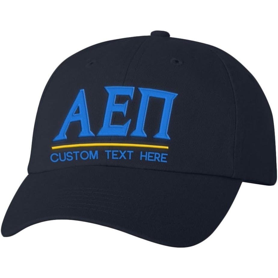 image:imagePersonalized Alpha Epsilon PI Greek Line HatNavy Blue